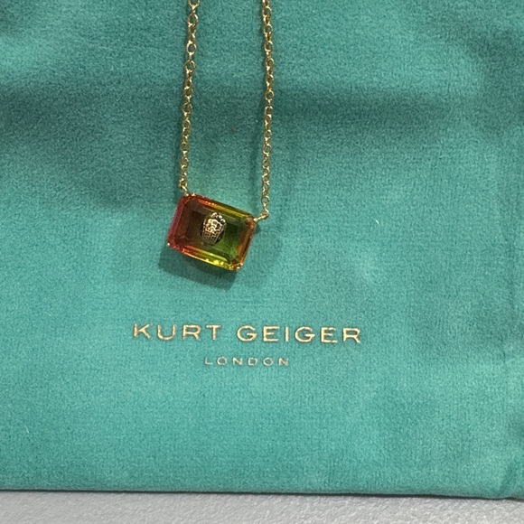 Kurt Geiger Handbags - Kurt Geiger Gold Chain Mini Pendant with Pink, Orange and Yellow Crystal